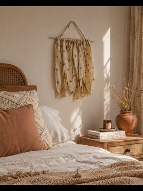 4/$15 Boho Beige Tassel Wall Hanging - Neutral Textile Decor